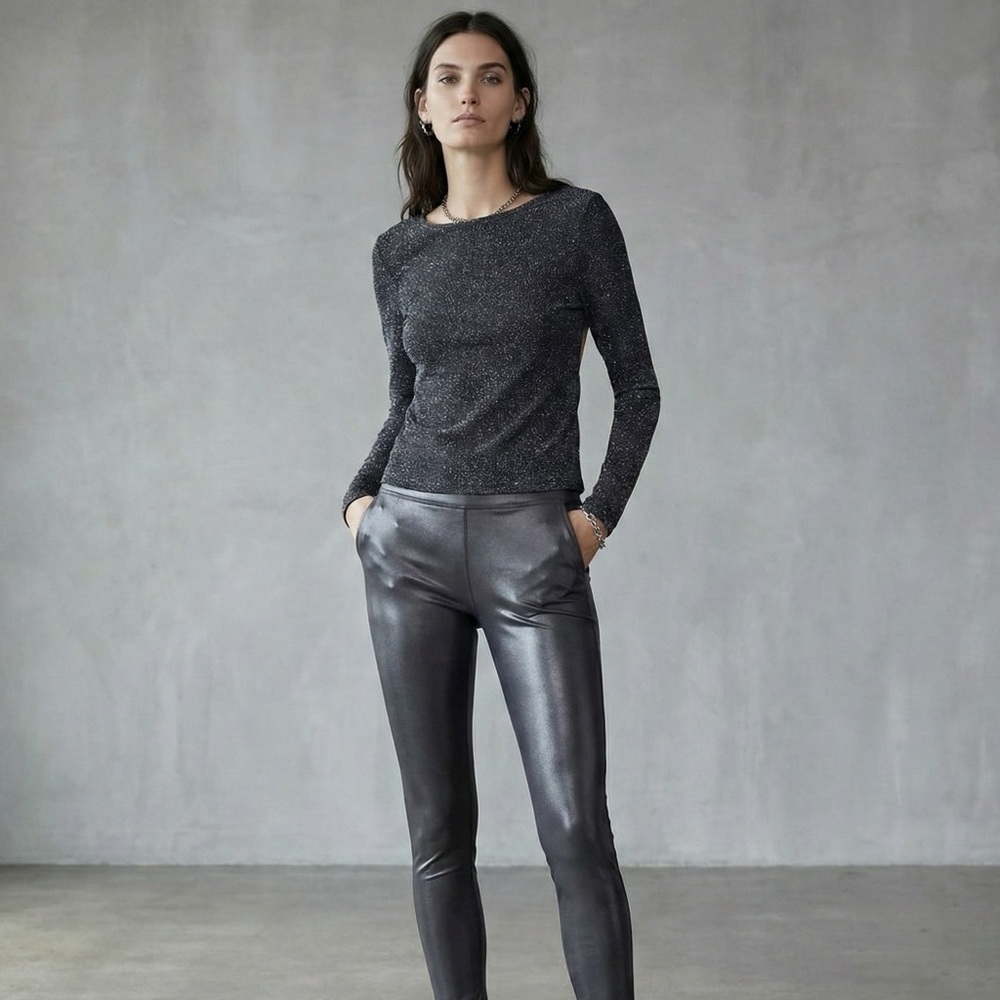 H&M Women Party Top & Faux Leather Legging Jane and Bleechker Bundle